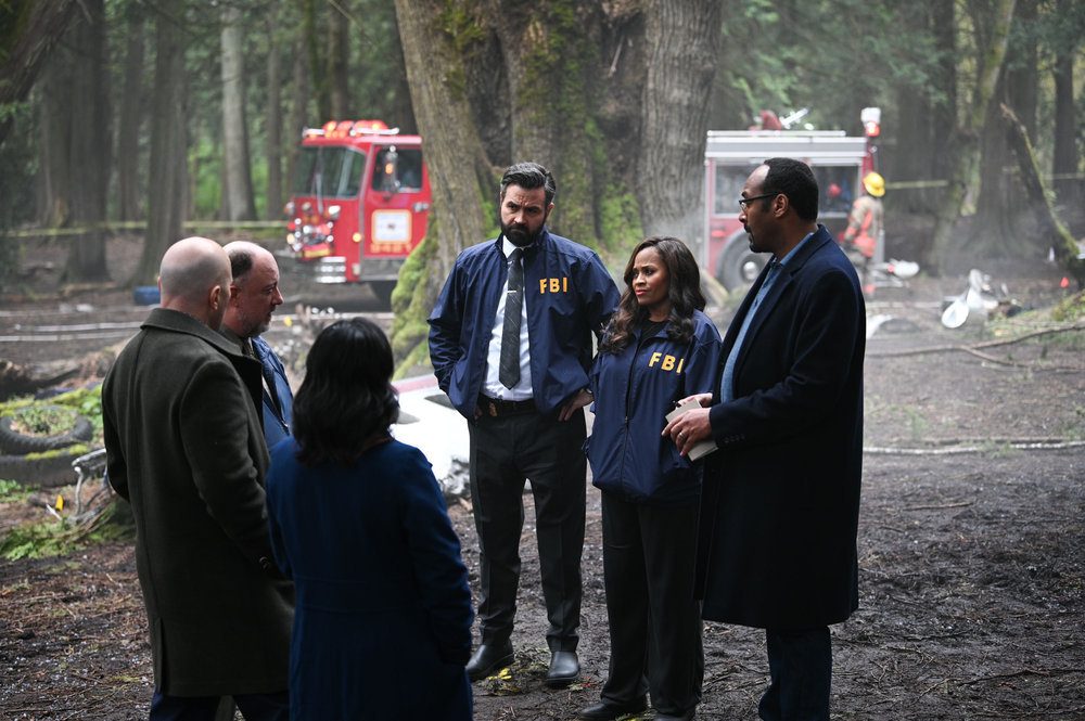 Still from The Irrational Season 1 Episode 3 of Brian King as Jace Richards, Maahra Hill as Marisa, and Jesse L. Martin as Alec Mercer pictured from left to right
