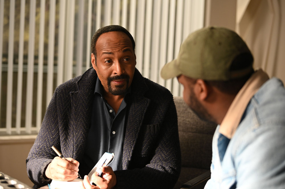 Still from The Irrational Season 1 Episode 4 of Jesse L. Martin as Alec Mercer and Jerod Haynes as Keith Moore pictured from left to right