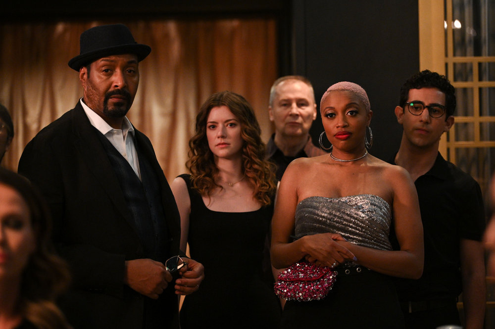 Still from The Irrational Season 1 Episode 5 of Jesse L. Martin as Alec Mercer, Molly Kunz as Phoebe, Travina Springer as Kylie, and Arash DeMaxi as Rizwan pictured from left to right