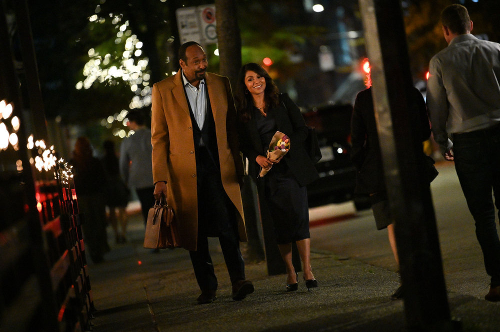 Still from The Irrational Season 1 Episode 7 of Jesse L. Martin as Alec Mercer and Karen David as Rose Dinshaw pictured from left to right.