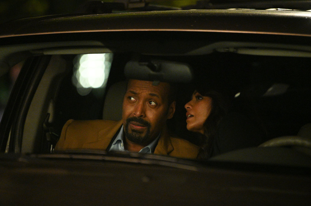 Still from The Irrational Season 1 Episode 7 of Jesse L. Martin as Alec Mercer and Karen David as Rose Dinshaw pictured from left to right.