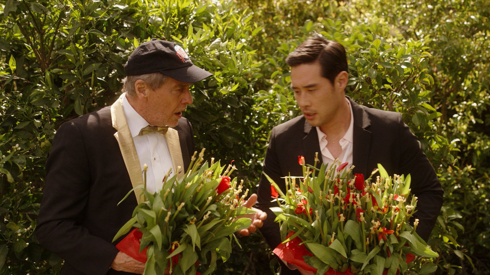 Still from Quantum Leap Season 2 Episode 4 of Tim Matheson as Neal Russell and Raymond Lee as Dr. Ben Song pictured from left to right.