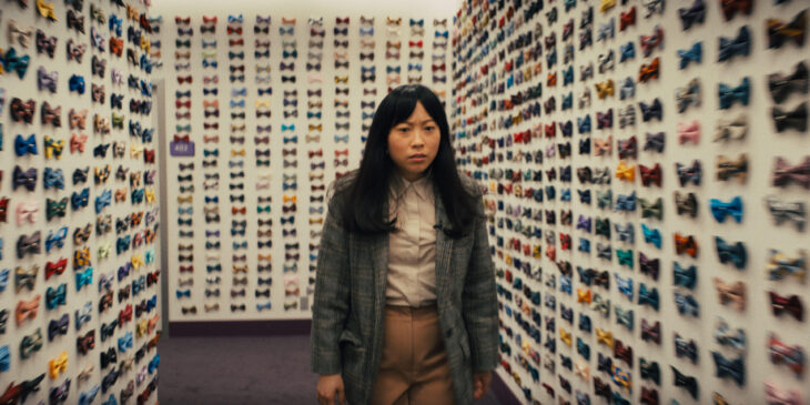 Still from the film Quiz Lady of Awkwafina as Anne Yum.