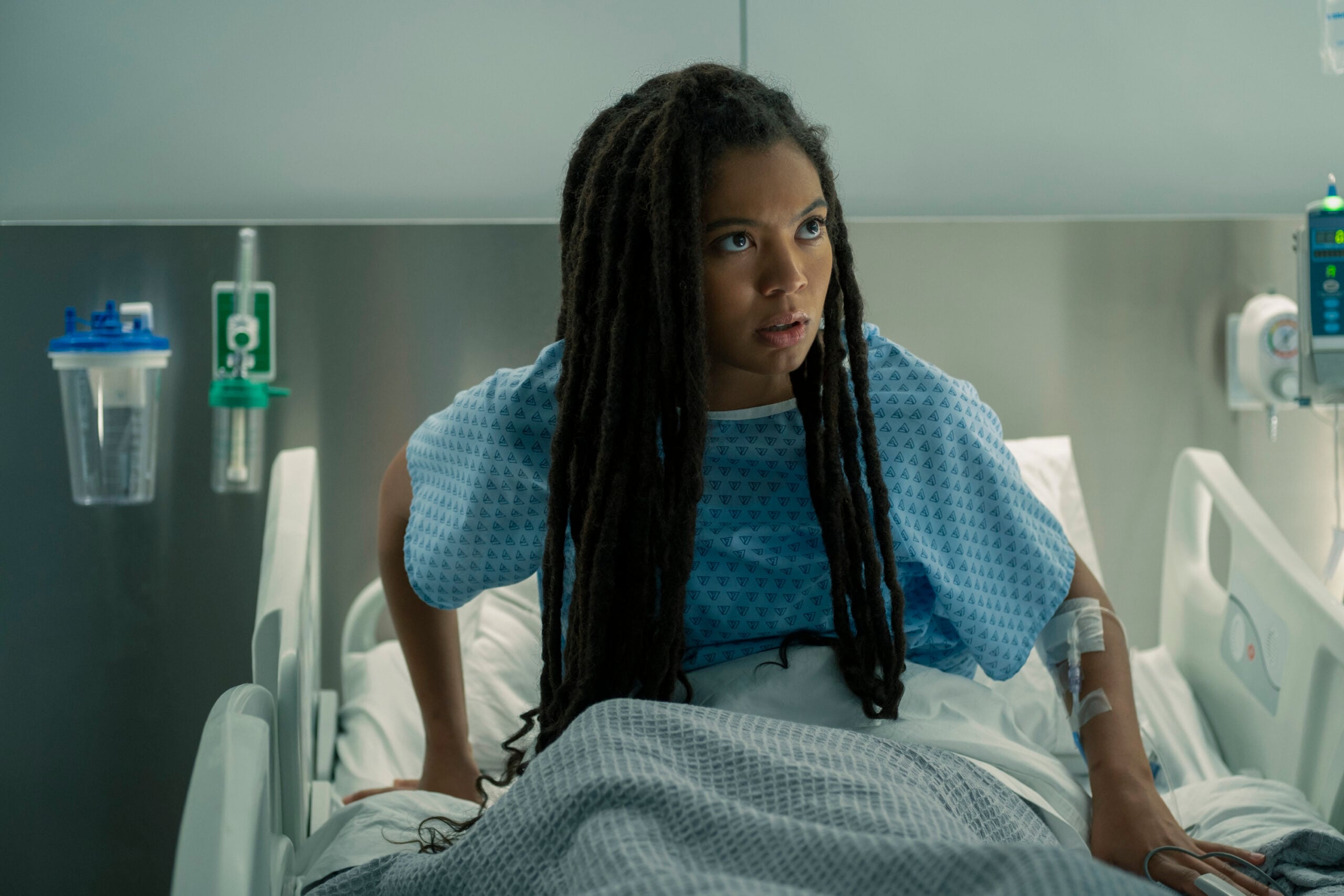 Still from Gen V Season 1 Episode 8 of Jaz Sinclair as Marie Moreau.
