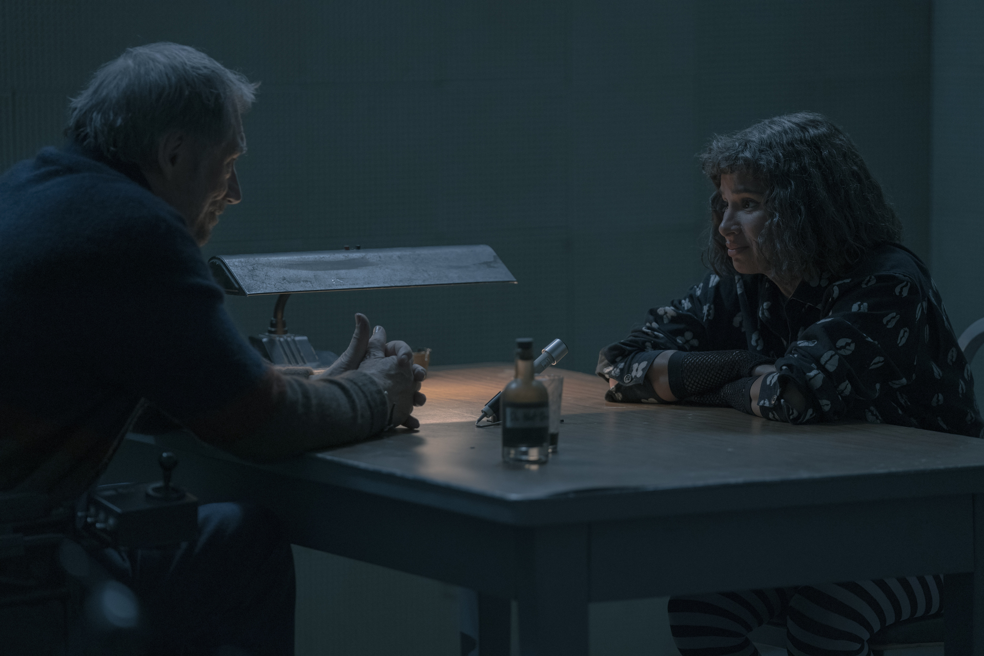 Doom Patrol Season 4 Episode 11 - Timothy Dalton and Diane Guerrero | Tell-Tale TV Still from Doom Patrol Season 4 Episode 11 of Timothy Dalton as and Diane Guerrero as Jane pictured from left to right