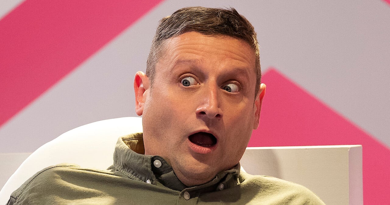 I Think You Should Leave | Tell-Tale TV A man looking shocked in a green shirt with a pink and white background