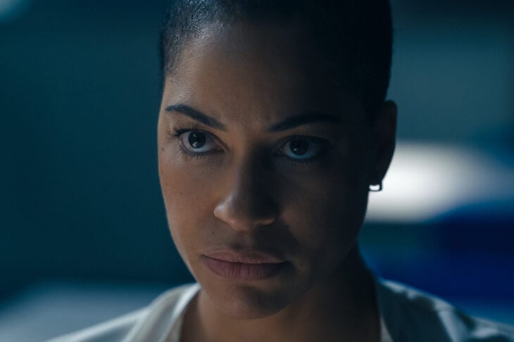 Still from Criminal Record Season 1 Episode 5 of Cush Jumbo as June.