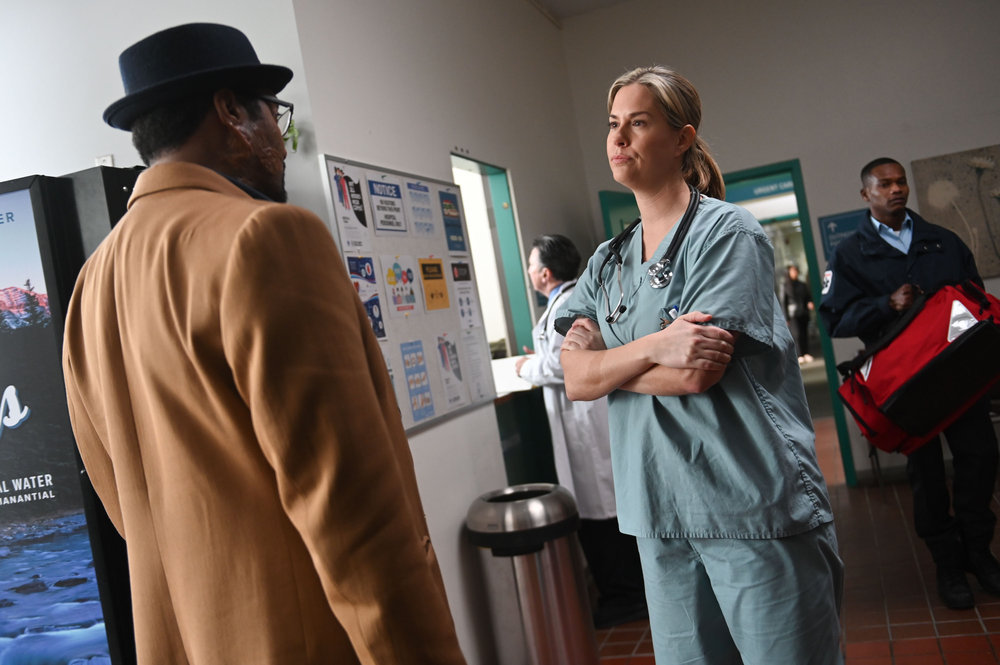 The Irrational - Season 1 Episode 8 - Jesse L. Martin and Amy Goodmurphy | Tell-Tale TV Still from The Irrational Season 1 Episode 8 of Jesse L. Martin as Alec Mercer and Amy Goodmurphy as Caroline pictured from left to right.