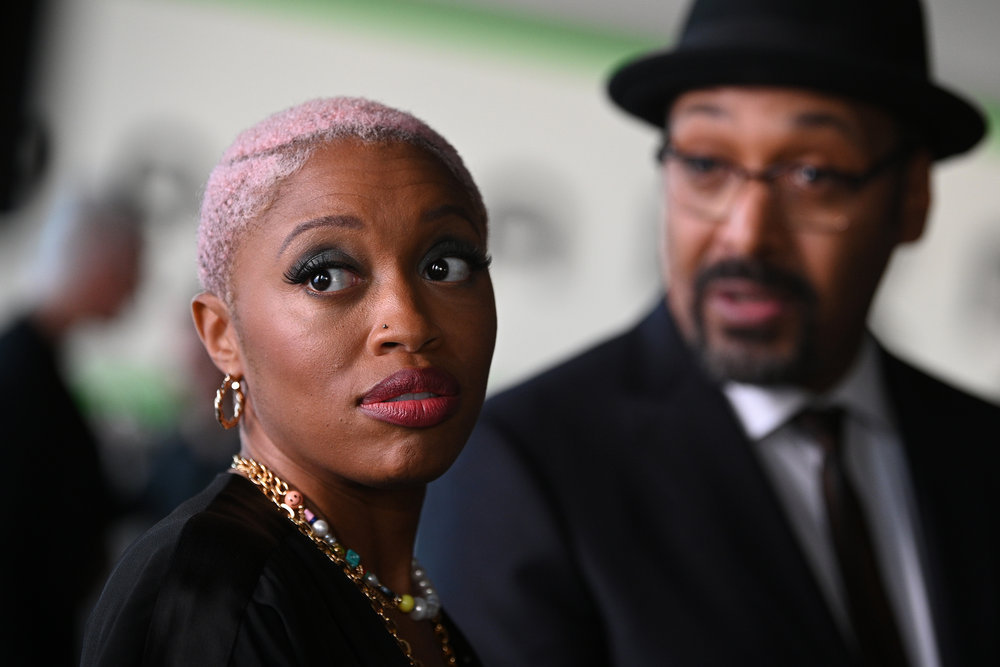Still from The Irrational Season 1 Episode 9 of Travina Springer as Kylie and Jesse L. Martin as Alec Mercer pictured from left to right.