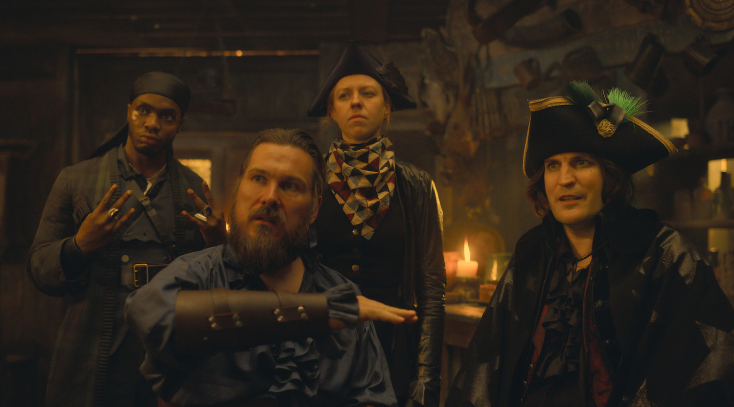 Duayne Boachie, Marc Wootton, Ellie White and Noel Fielding in "The Completely Made-Up Adventures of Dick Turpin" 