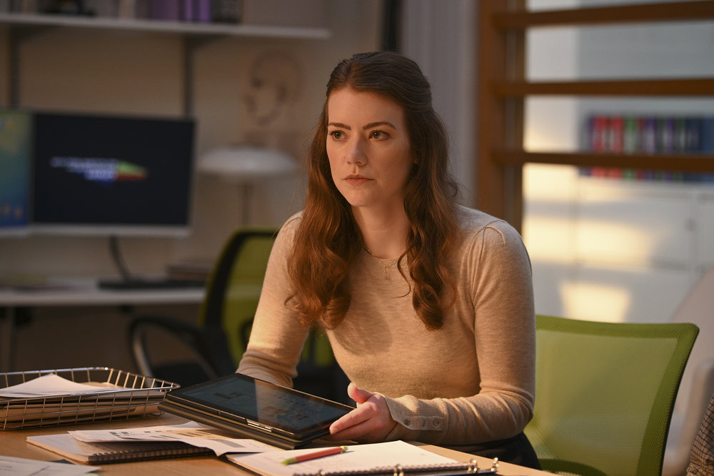 Still from the Irrational Season 1 Episode 10 of Molly Kunz as Phoebe.