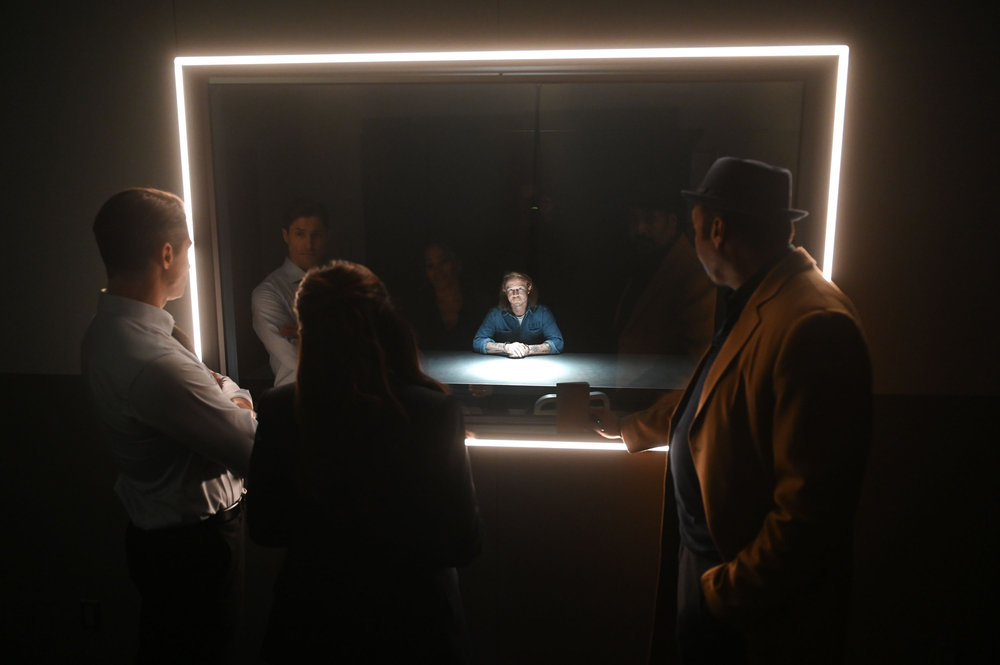 Still from The Irrational Season 1 Episode 11 of Steven Roberts as James Belfast and Jesse L. Martin as Alec Mercer pictured from left to right.