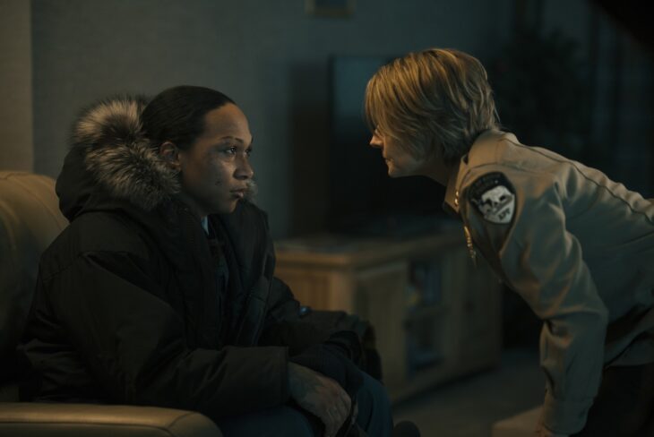 Still from True Detective Season 4 Episode 4 of Kali Reis and Jodie Foster pictured from left to right.