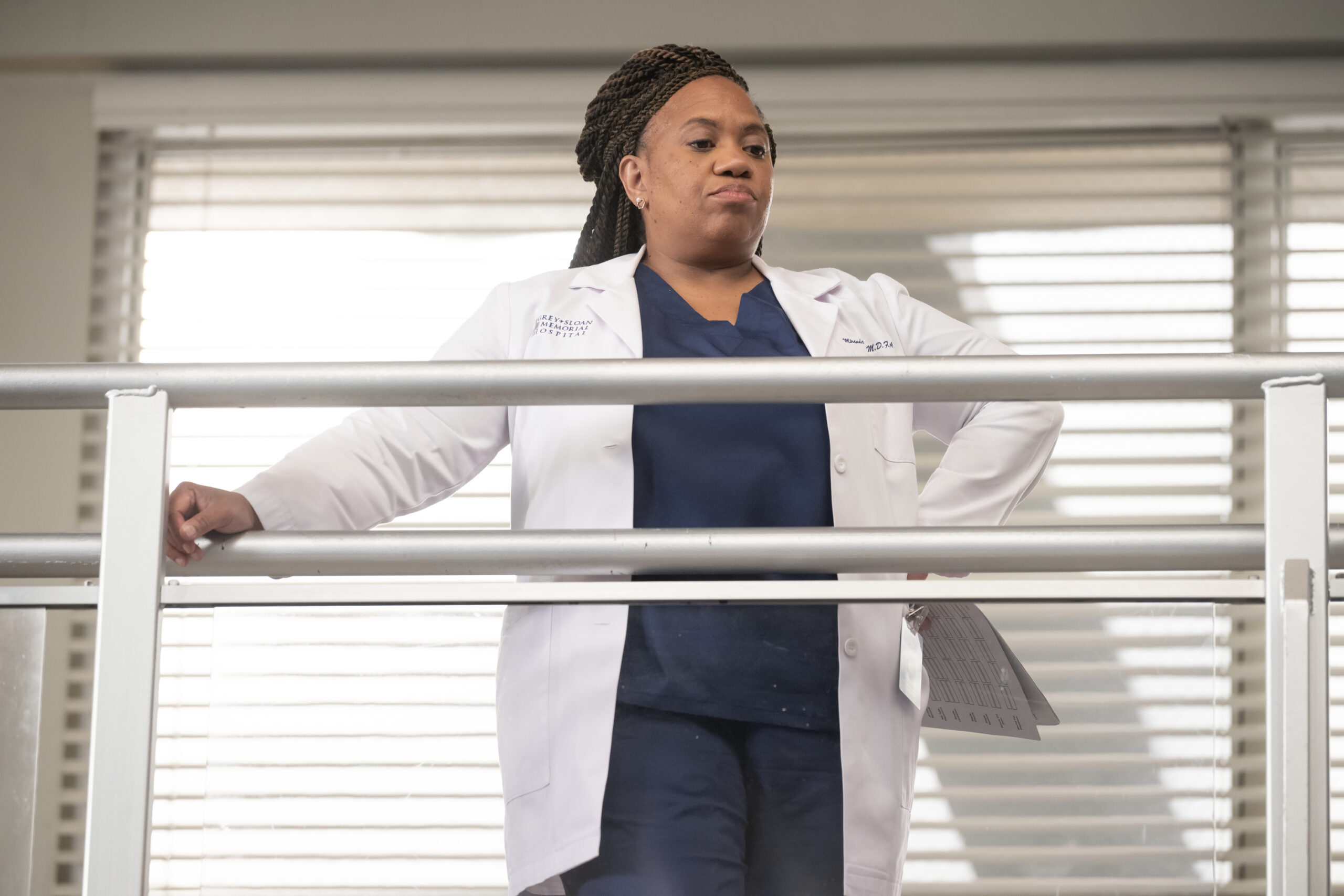 Bailey looking at the interns on Grey's Anatomy Season 20 Episode 2, "Keep the Family Close"