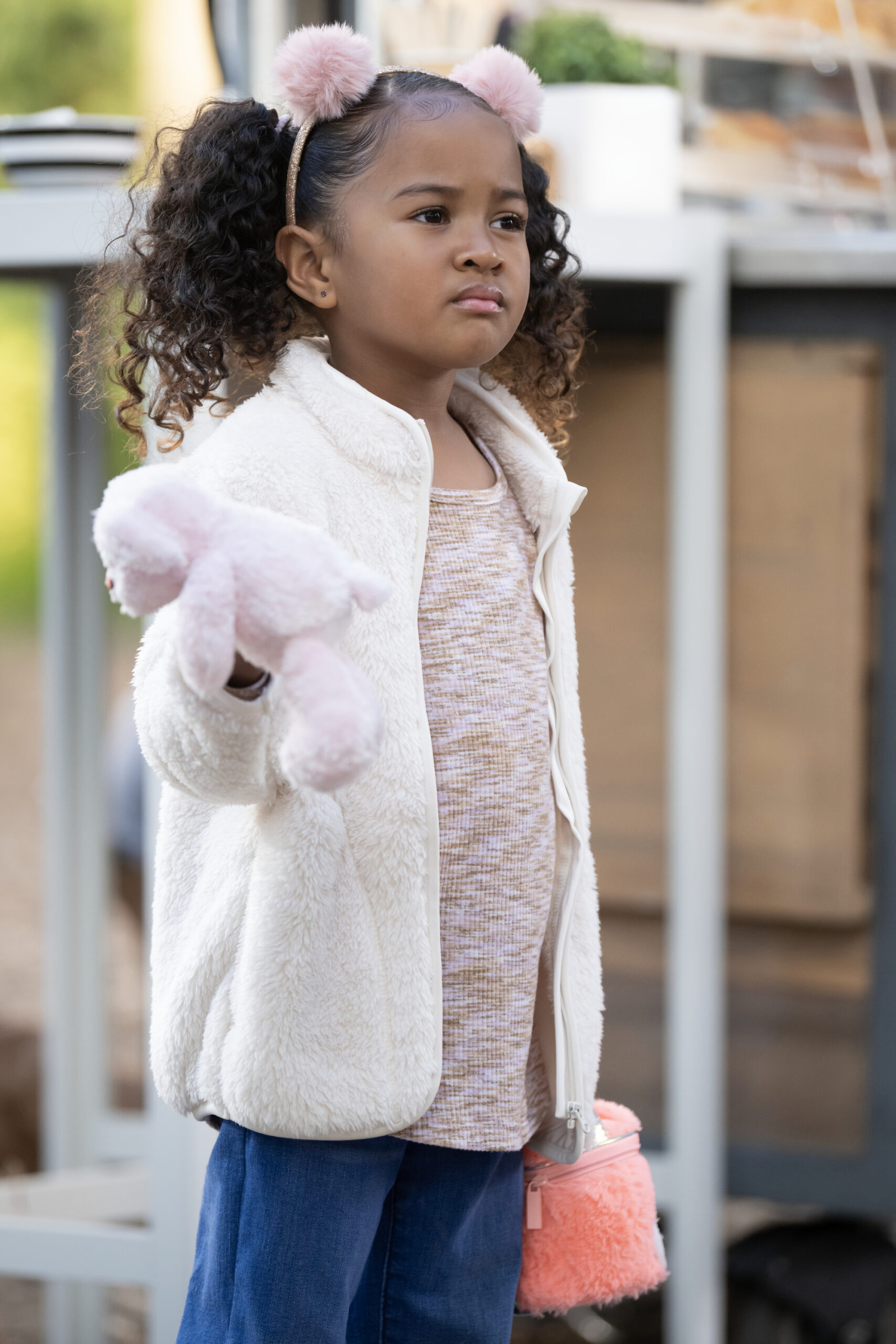 Pru with a stuffed animal on Grey's Anatomy Season 20 Episode 2, "Keep the Family Close." JANAI KAYLANI