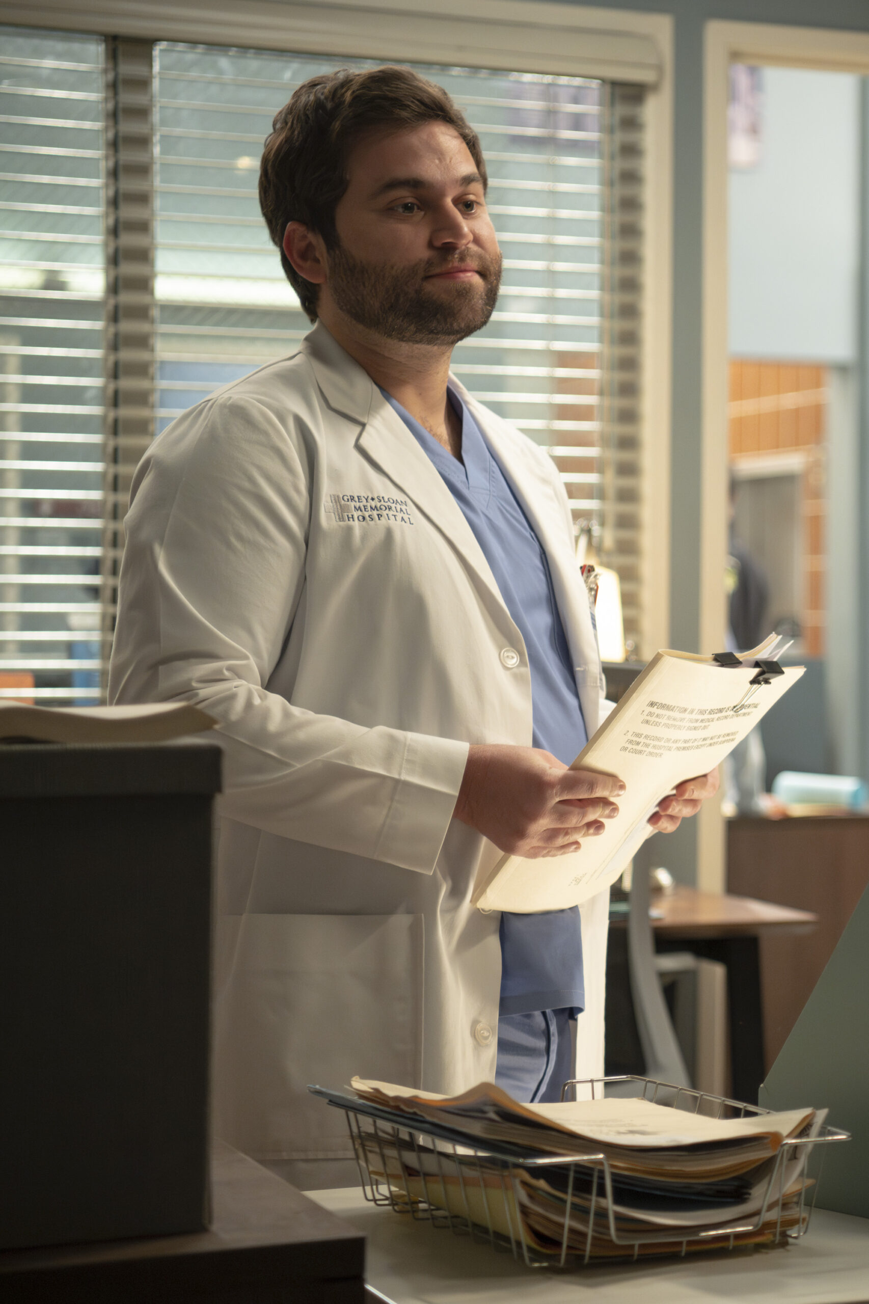 JAKE BORELLI as Levi on Grey's Anatomy Season 20 Episode 3, "Walk the Ocean"
