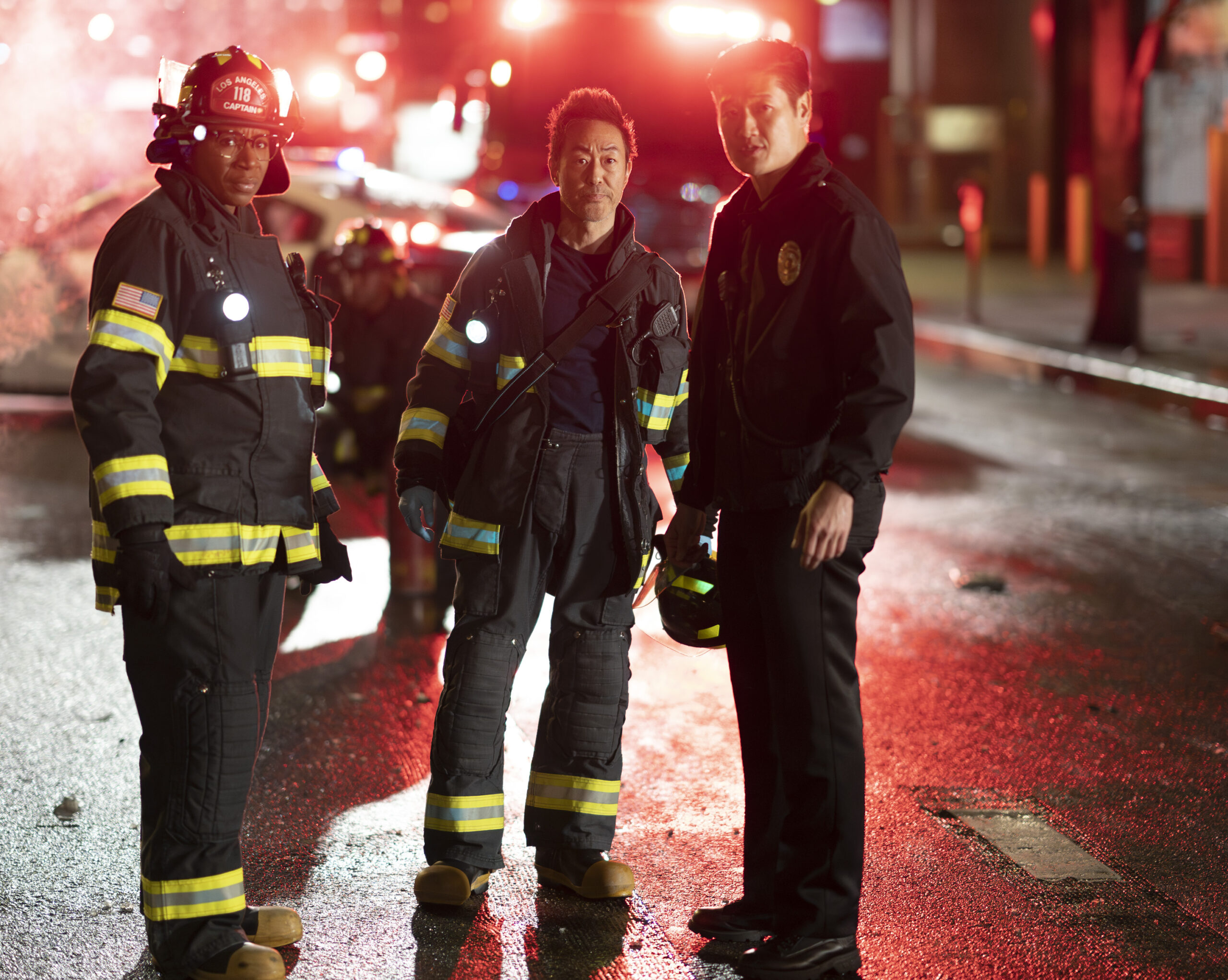 9-1-1 Season 7 Episode 2, "Rock the Boat" -- AISHA HINDS, KENNETH CHOI, CHRIS WU