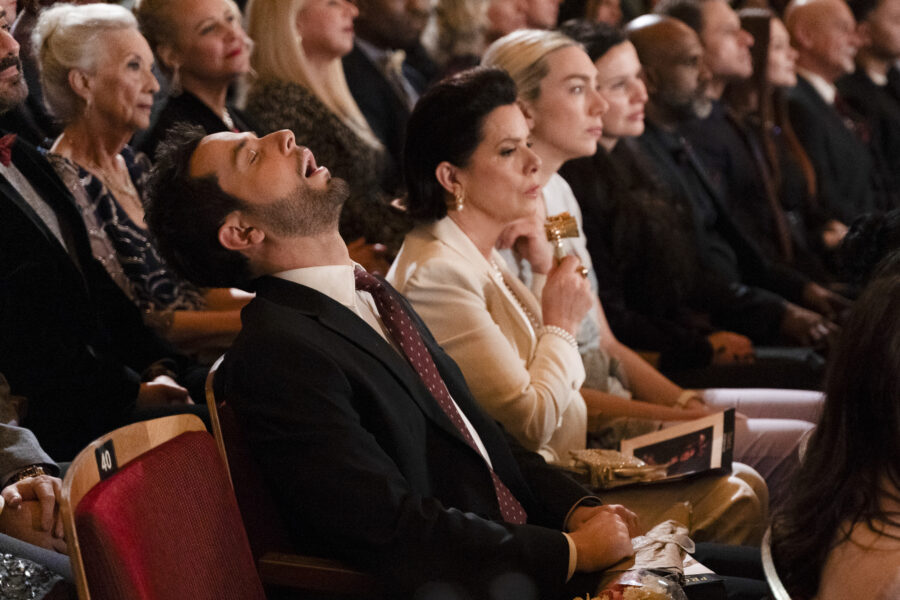 “End on a High Note” – SO HELP ME TODD. Pictured: Skylar Astin as Todd Wright, Marcia Gay Harden as Margaret Wright and Madeline Wise as Allison Grant