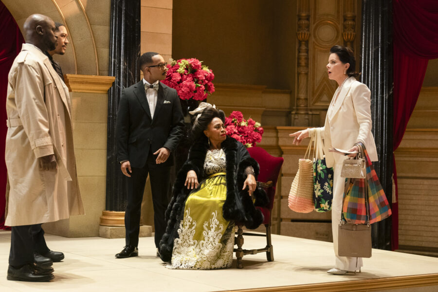 “End on a High Note” – SO HELP ME TODD. Pictured: Garfield Wilson as Detective Benson, Jorden Birch as Officer Sarandos, Tristen J. Winger as Lyle Burton, Jenifer Lewis as Jacqueline Burton and Marcia Gay Harden as Margaret Wright