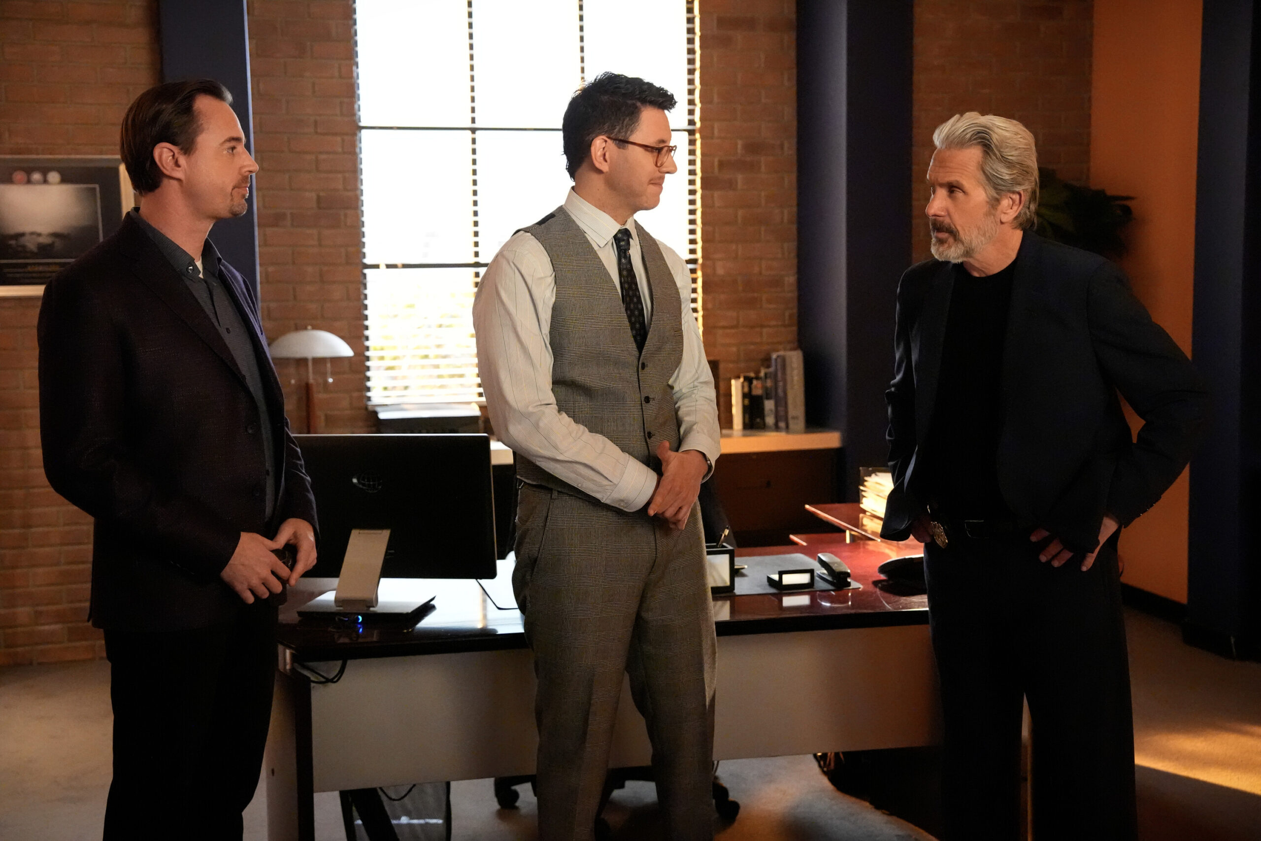 NCIS Season 21 Episode 7, "A Thousand Yards" -- Sean Murray as Timothy McGee and Gary Cole as Alden Parker