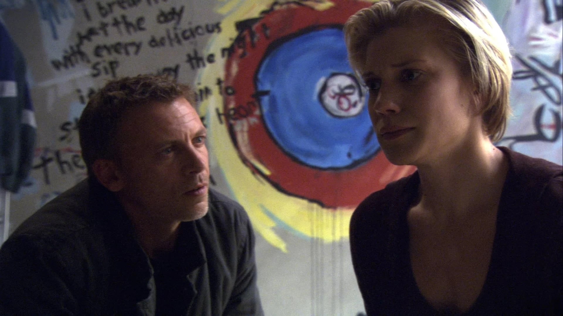 5837739b64400b908e718ca716712846 | Tell-Tale TV Battlestar Galactica Season 3 Episode 17 Maelstrom Callum Keith Rennie as Leoben Katee Sackhoff as Starbuck