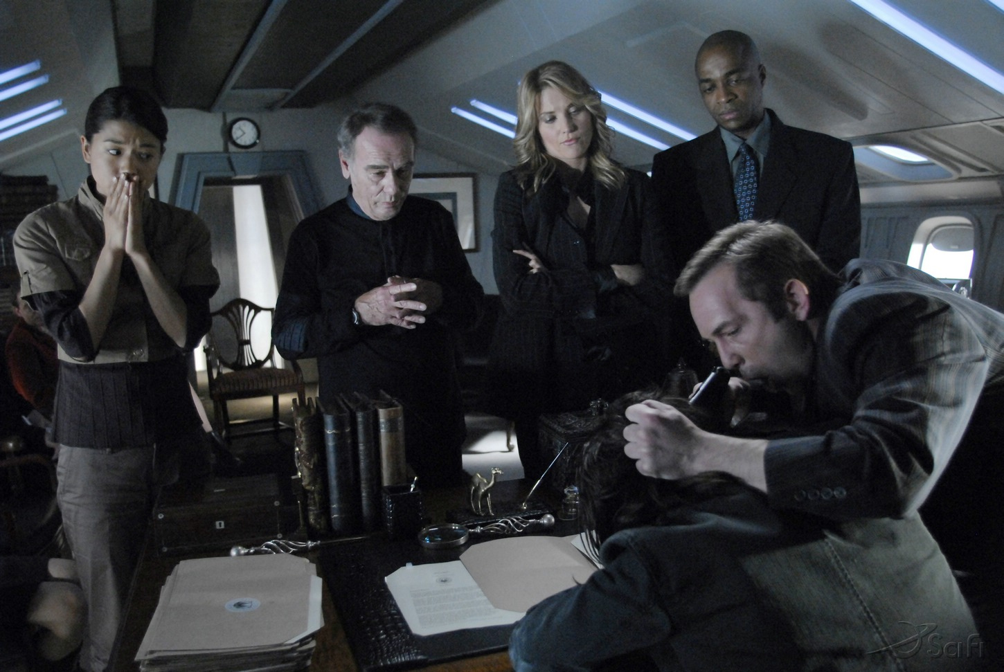 MV5BMTZkMjU4ZjEtYTg4OC00ZTNhLWJjNDEtMzBmMmI5NGEzZWUzXkEyXkFqcGdeQXVyMDk0ODI3OA@@._V1_ | Tell-Tale TV Battlestar Galactica Season 3 Episode 2 Precipice Grace Park Dean Stockwell Lucy Lawless Rick Worthy Matthew Bennett James Callis