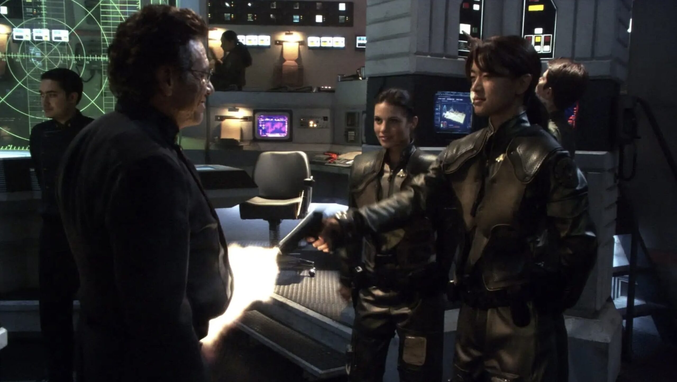 Screen Shot 2024-03-21 at 10.28.52 PM | Tell-Tale TV Battlestar Galactica Season 1 Episode 13 Kobol's Last Gleaming Part 2 Edward James Olmos Leah Cairns Grace Park