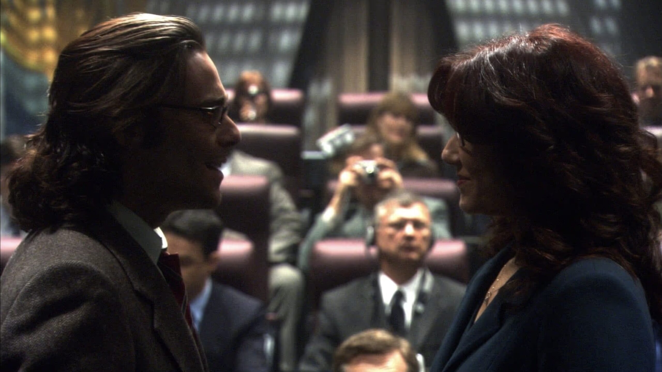 Screen Shot 2024-03-24 at 12.27.35 AM | Tell-Tale TV Battlestar Galactica Lay Down Your Burdens James Callis as Baltar Mary McDonnell as Roslin