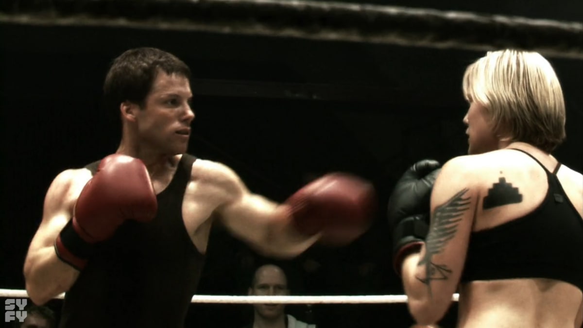 unfinished-business (1) | Tell-Tale TV Battlestar Galactica Season 3 Episode 9 Unfinished Business Jamie Bamber as Apollo Katee Sackhoff as Starbuck