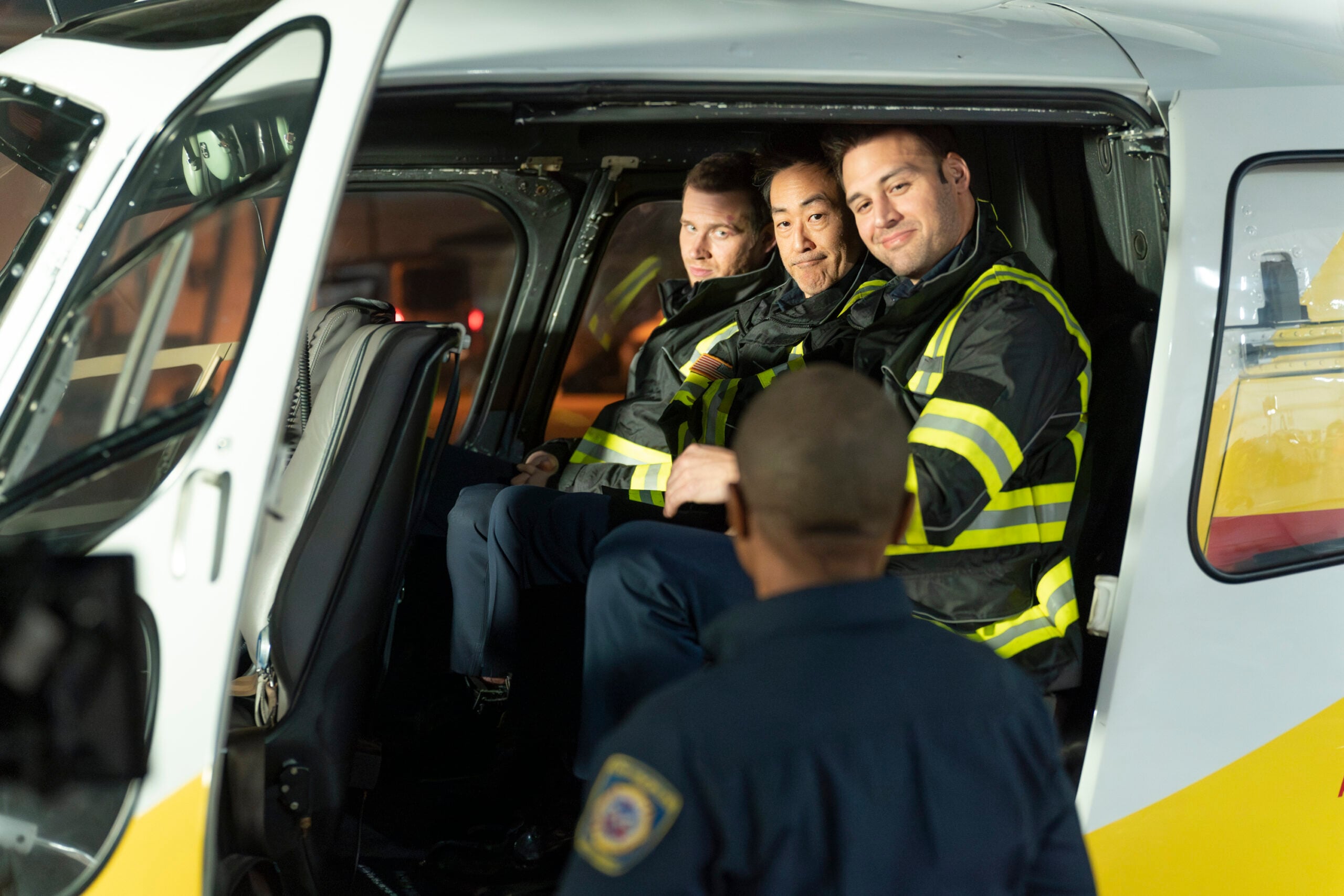 9-1-1 Season 7 Episode 3, "Capsized" - OLIVER STARK, KENNETH CHOI, RYAN GUZMAN