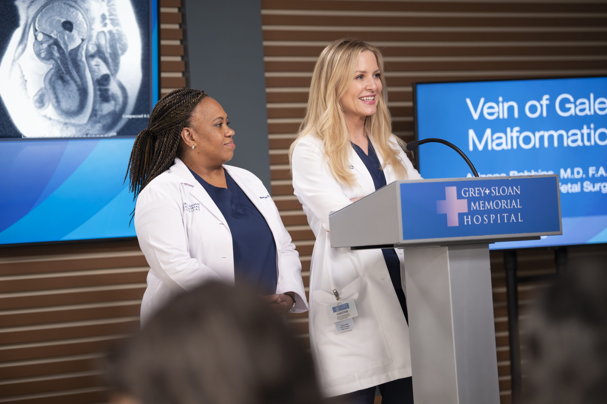 Bailey and Arizona on Grey's Anatomy Season 20 Episode 4 - CHANDRA WILSON, JESSICA CAPSHAW