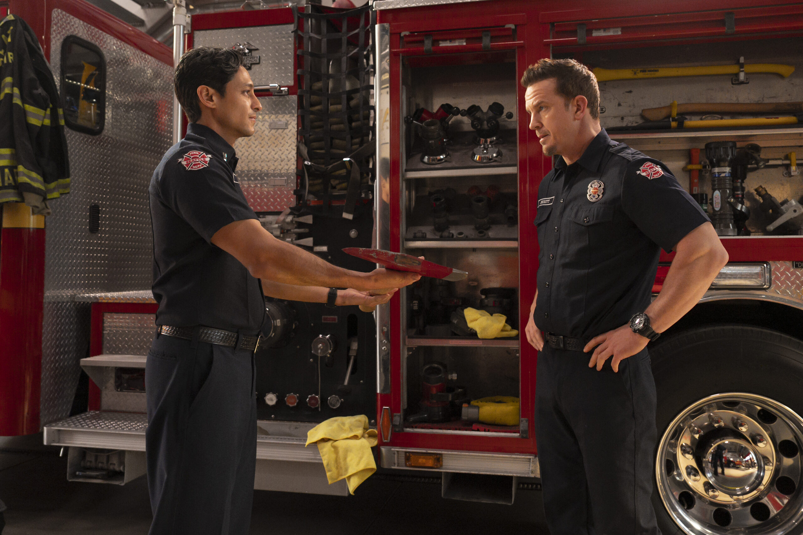 Station 19 Season 7 Episode 4, "Trouble Man" -- CARLOS MIRANDA, JOSH RANDALL | Tell-Tale TV Station 19 Season 7 Episode 4, "Trouble Man" -- CARLOS MIRANDA, JOSH RANDALL