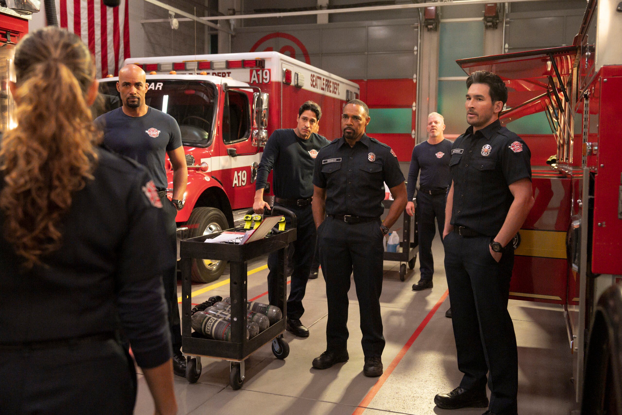 Station 19 Season 7 Episode 4, "Trouble Man" -- BORIS KODJOE, CARLOS MIRANDA, JASON GEORGE, JAY HAYDEN | Tell-Tale TV Station 19 Season 7 Episode 4, "Trouble Man" -- BORIS KODJOE, CARLOS MIRANDA, JASON GEORGE, JAY HAYDEN