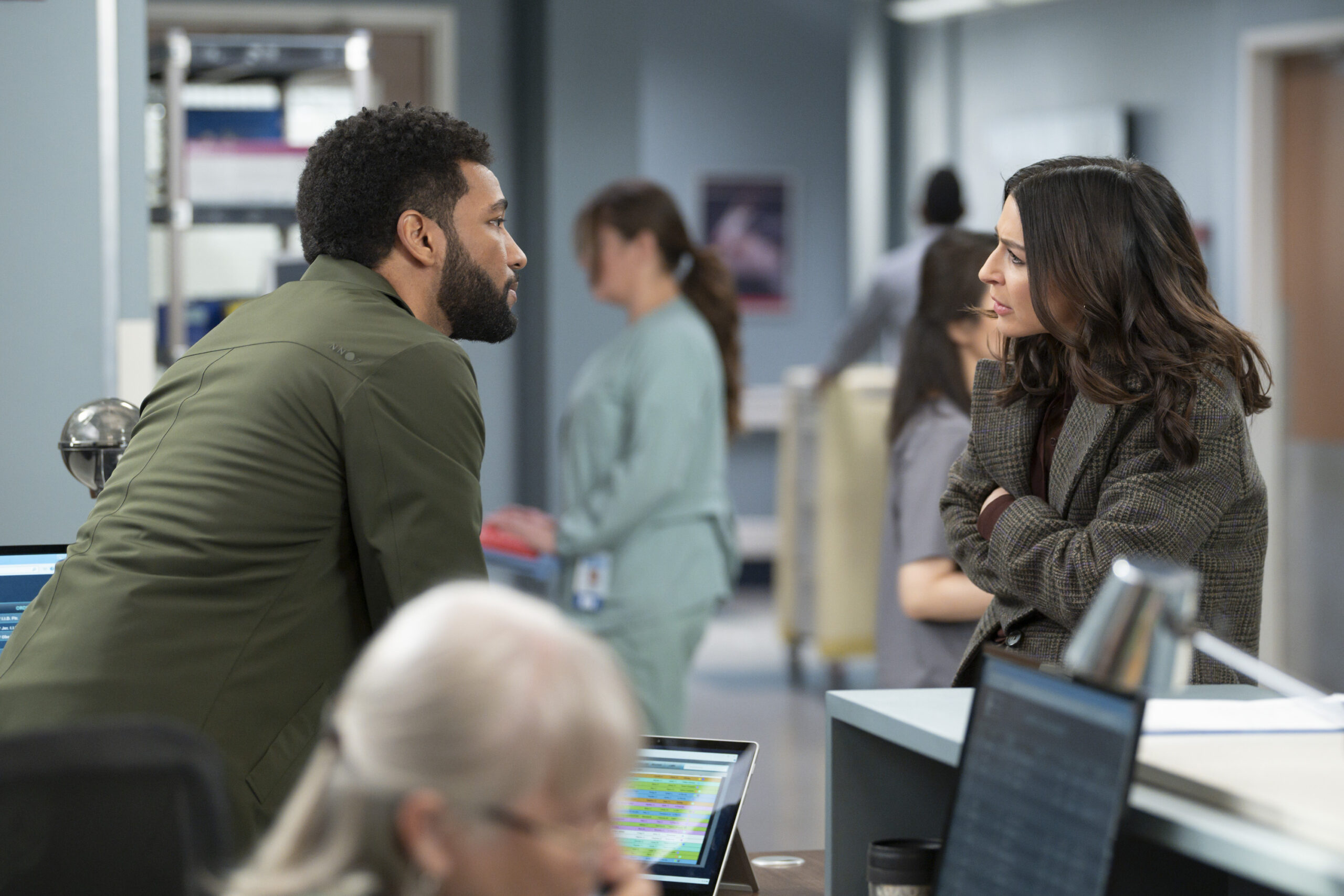 ANTHONY HILL as Winston, CATERINA SCORSONE as Amelia, Grey's Anatomy Season 20 Episode 5