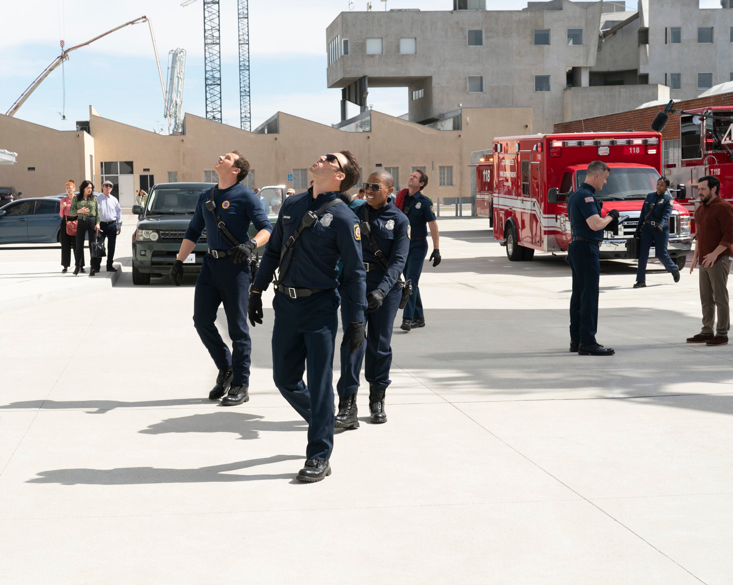 9-1-1 Season 7 Episode 4, "Buck Bothered and Bewildered" -- OLIVER STARK, RYAN GUZMAN, AISHA HINDS, PETER KRAUSE