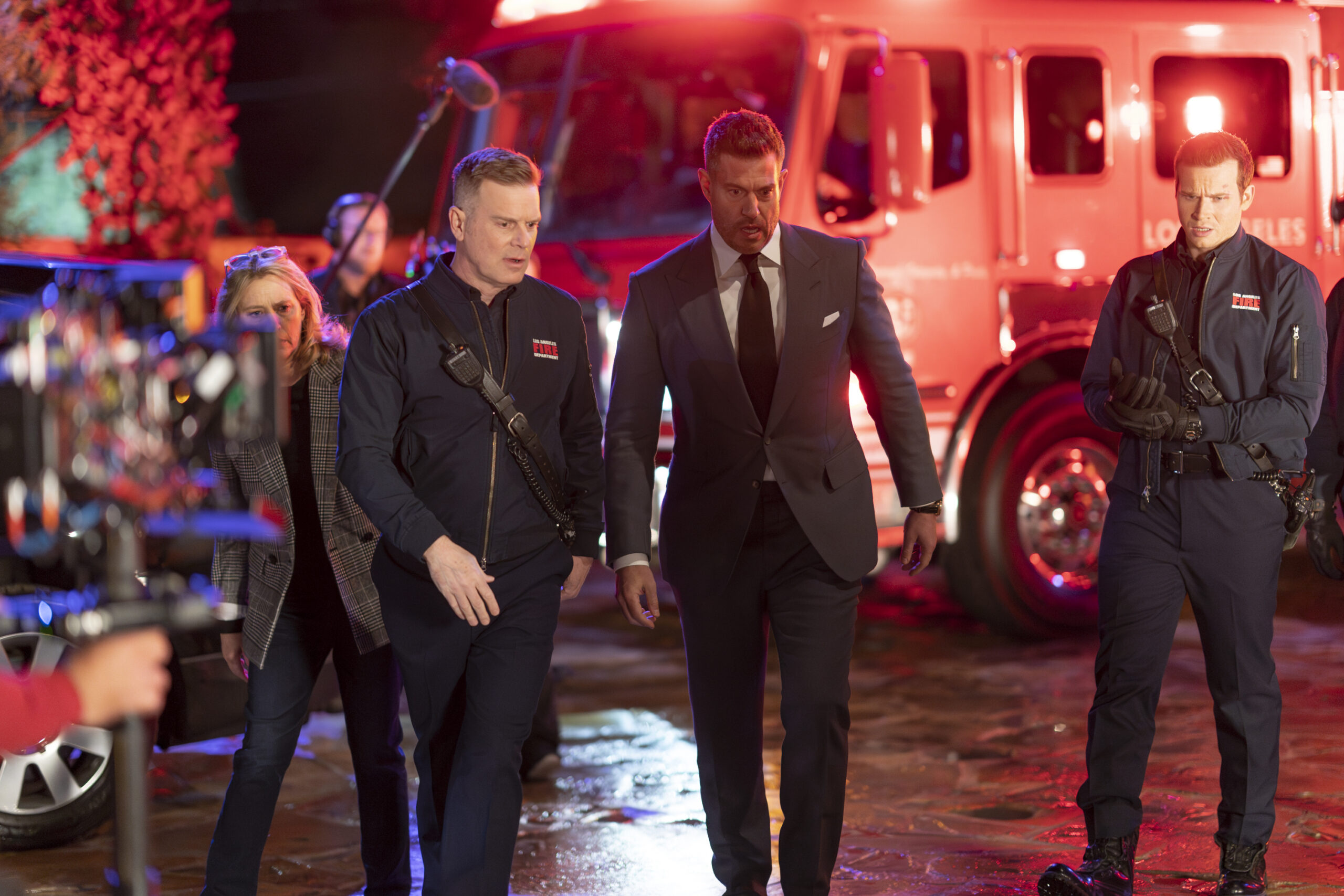 9-1-1 Season 7 Episode 4, "Buck Bothered and Bewildered" -- JAMIE DENBO, PETER KRAUSE, JESSE PALMER, OLIVER STARK