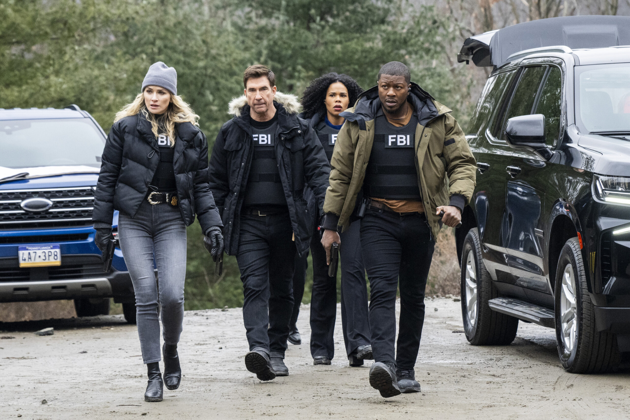 FBI: Most Wanted Season 5 Episode 5, "Desperate" -- Shantel VanSanten as Special Agent Nina Chase, Dylan McDermott as Supervisory Special Agent Remy Scott, Roxy Sternberg as Special Agent Sheryll Barnes, and Edwin Hodge as Special Agent Ray Cannon