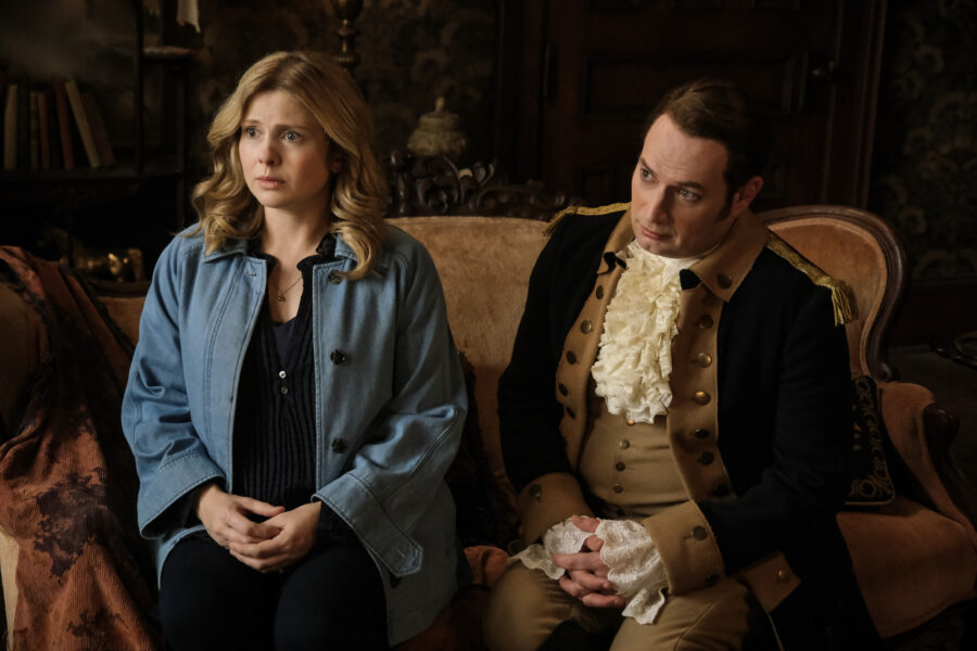 “Holes Are Bad” – GHOSTS. Pictured (L-R): Rose McIver as Samantha and Brandon Scott Jones as Isaac