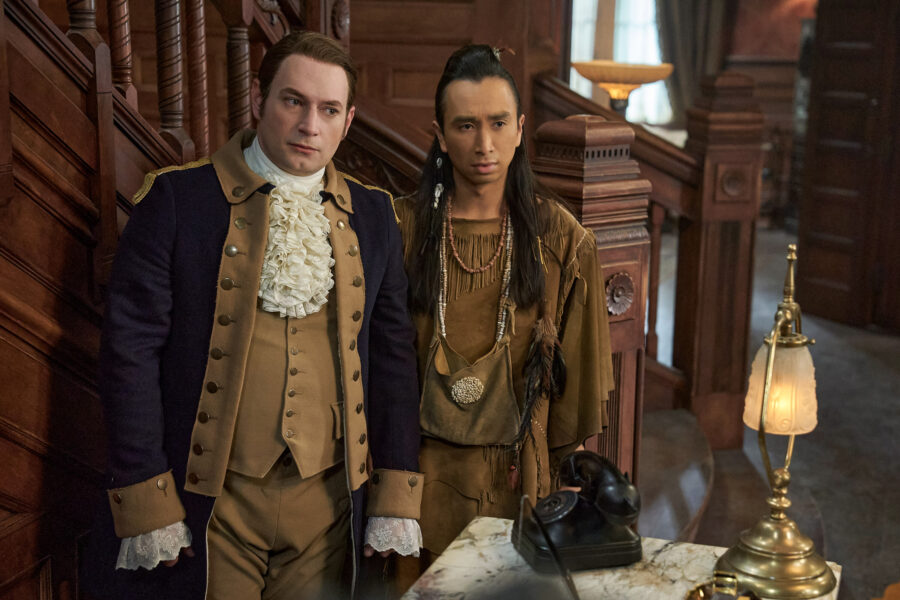 “The Traveling Agent” – GHOSTS. Pictured (L-R): Brandon Scott Jones as Isaac and Roman Zaragoza as Sasappis