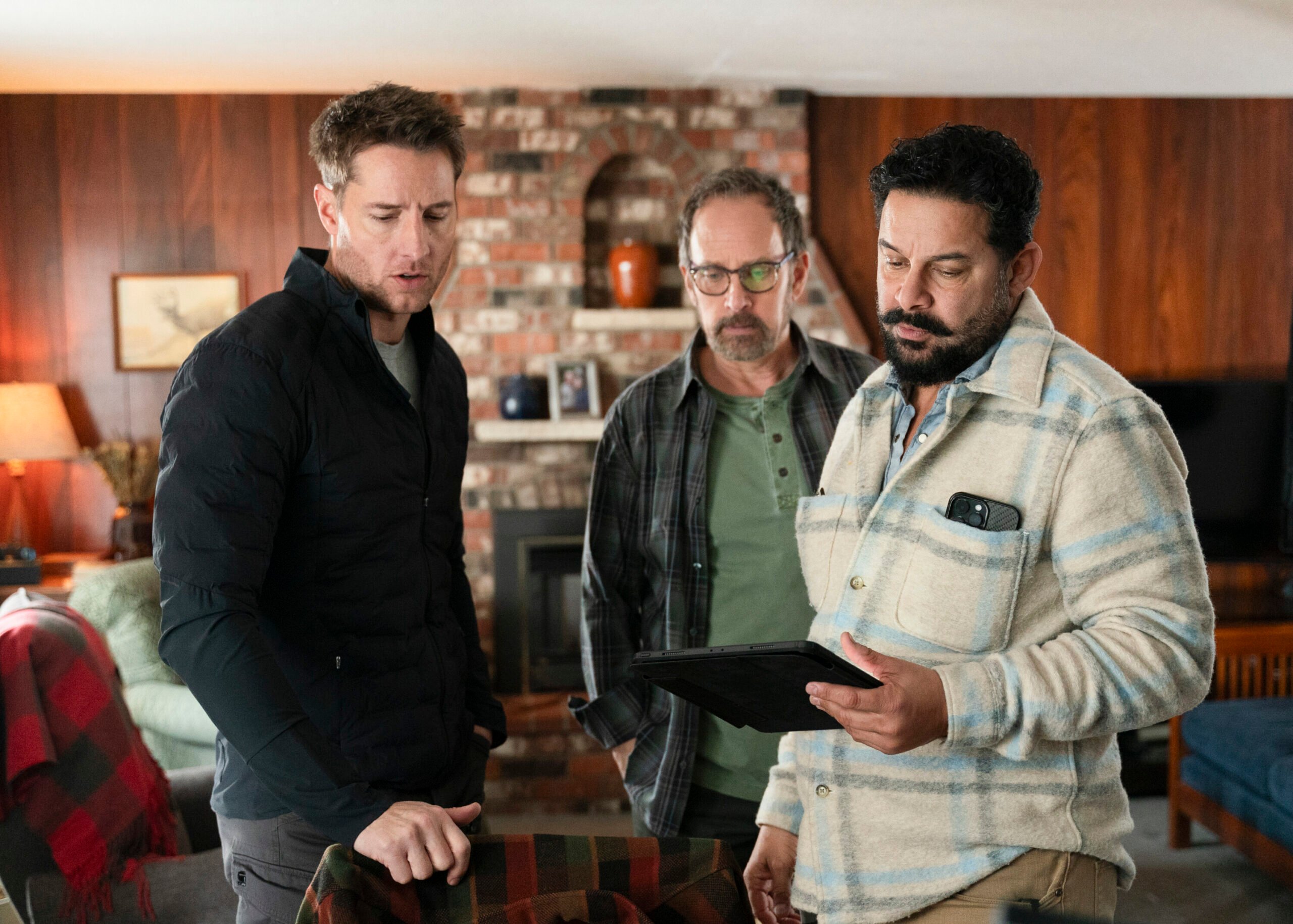 Behind the scenes: Jon Huertas directs Tracker Season 1 Episode 9, "Aurora," making for a This is Us reunion with Justin Hartley.