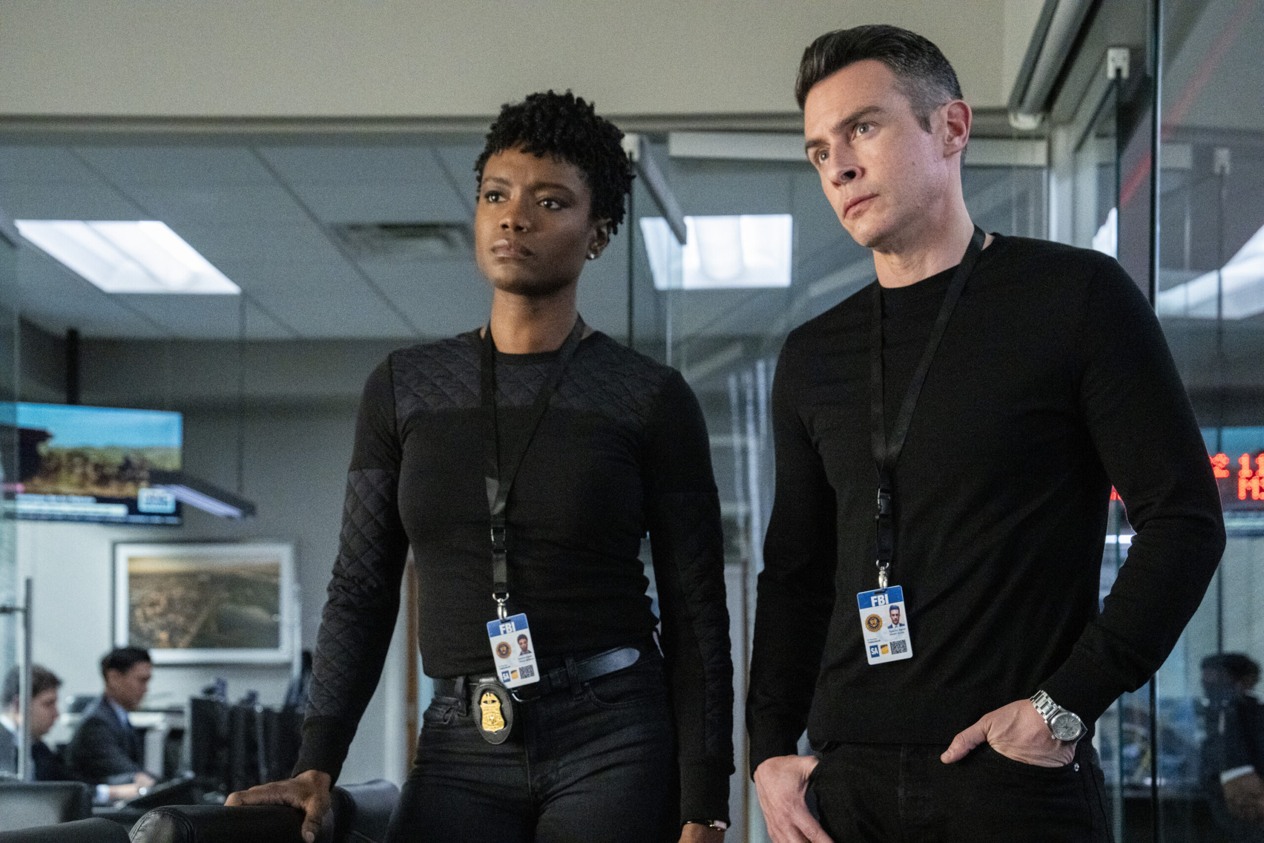 FBI Season 6 Episode 8, "Phantom" -- Katherine Renee Kane as Special Agent Tiffany Wallace and John Boyd as Special Agent Stuart Scola