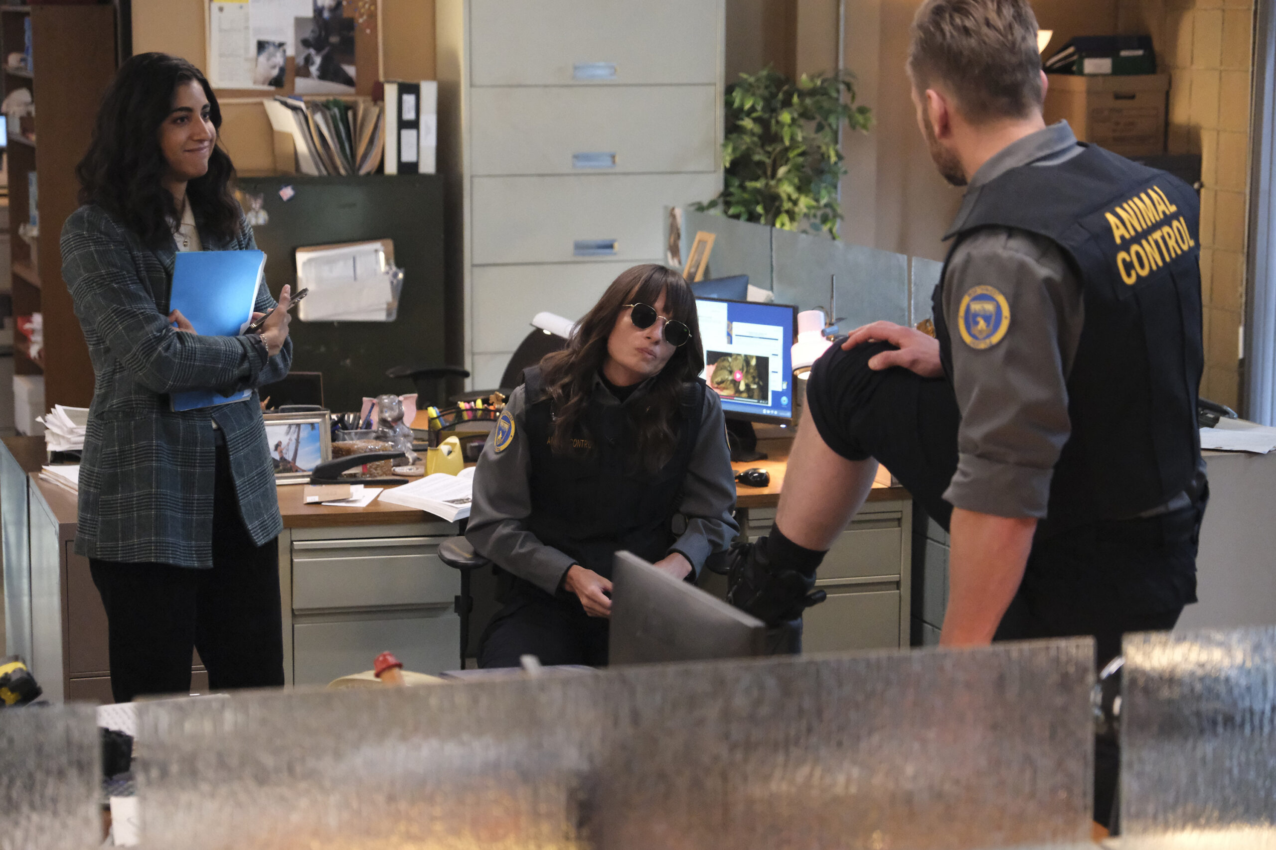 Animal Control Season 2 Episode 7, "Skunks and Swans" -- VELLA LOVELL, GRACE PALMER, JOEL MCHALE | Tell-Tale TV Animal Control Season 2 Episode 7, "Skunks and Swans" -- VELLA LOVELL, GRACE PALMER, JOEL MCHALE