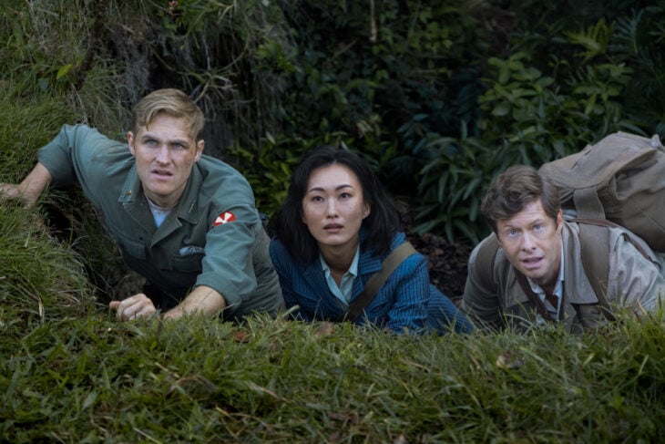 Monarch: Legacy of Monsters Season 1 Episode 2, "Departure" -- Wyatt Russell, Mari Yamamoto and Anders Holm
