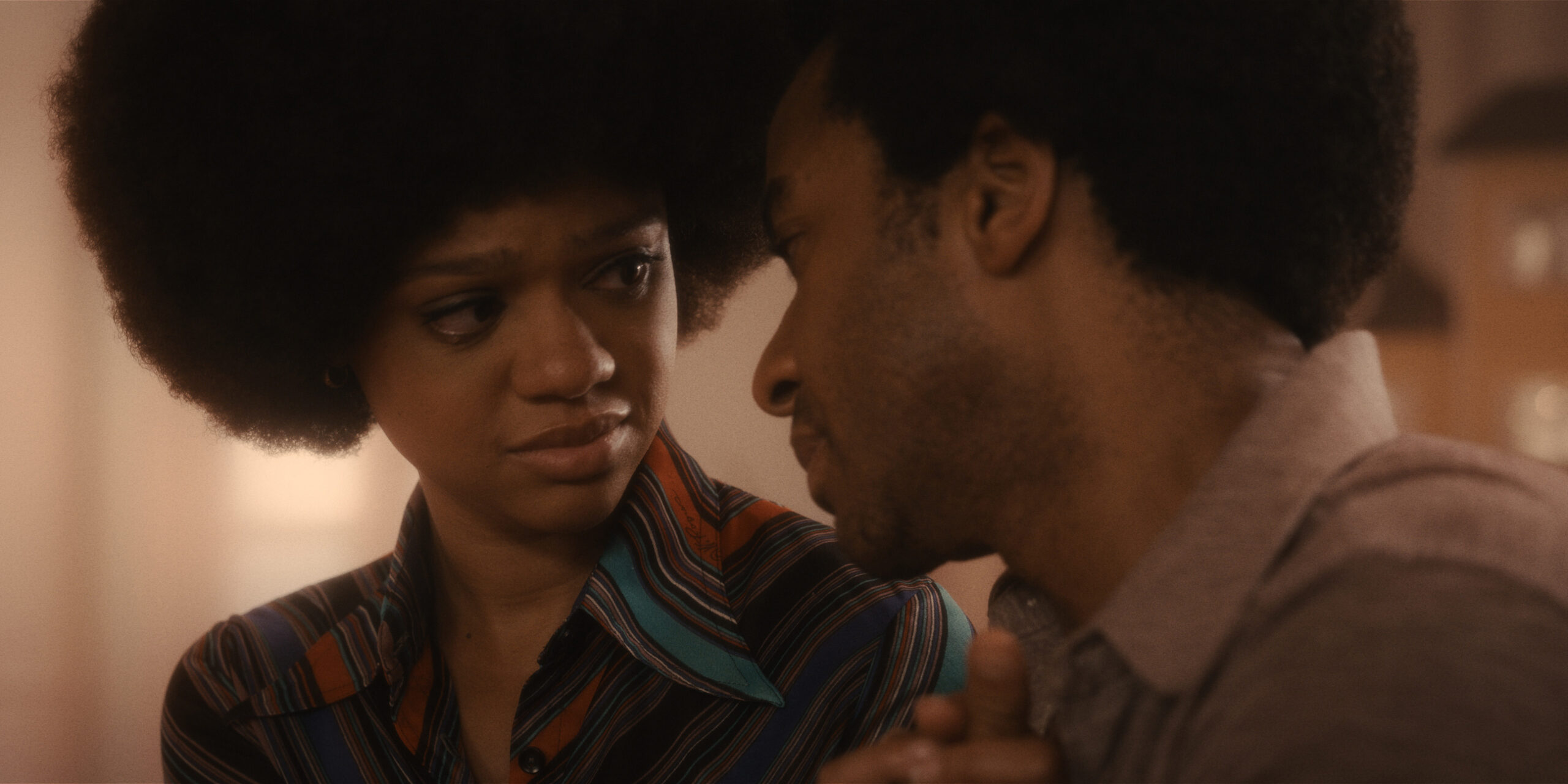 The Big Cigar Season 1 Episode 2 - Tiffany Boone and André Holland | Tell-Tale TV Still from The Big Cigar Season 1 Episode 2 of Tiffany Boone and André Holland pictured from left to right.