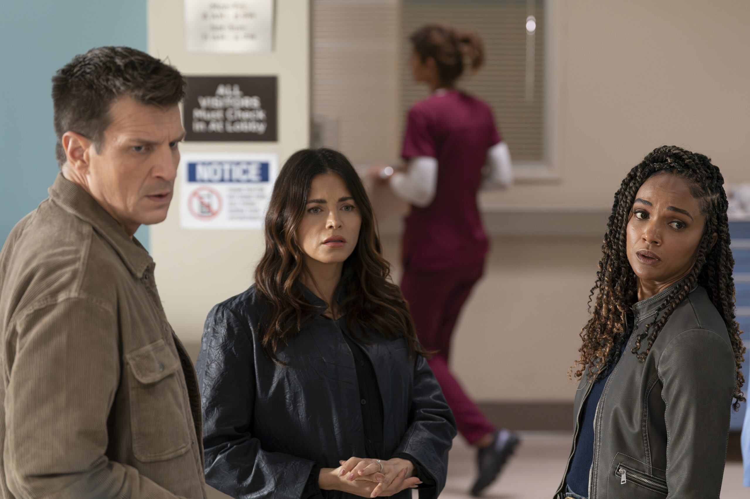 The Rookie Season 6 Episode 8, "Punch Card" -- NATHAN FILLION, JENNA DEWAN, MEKIA COX