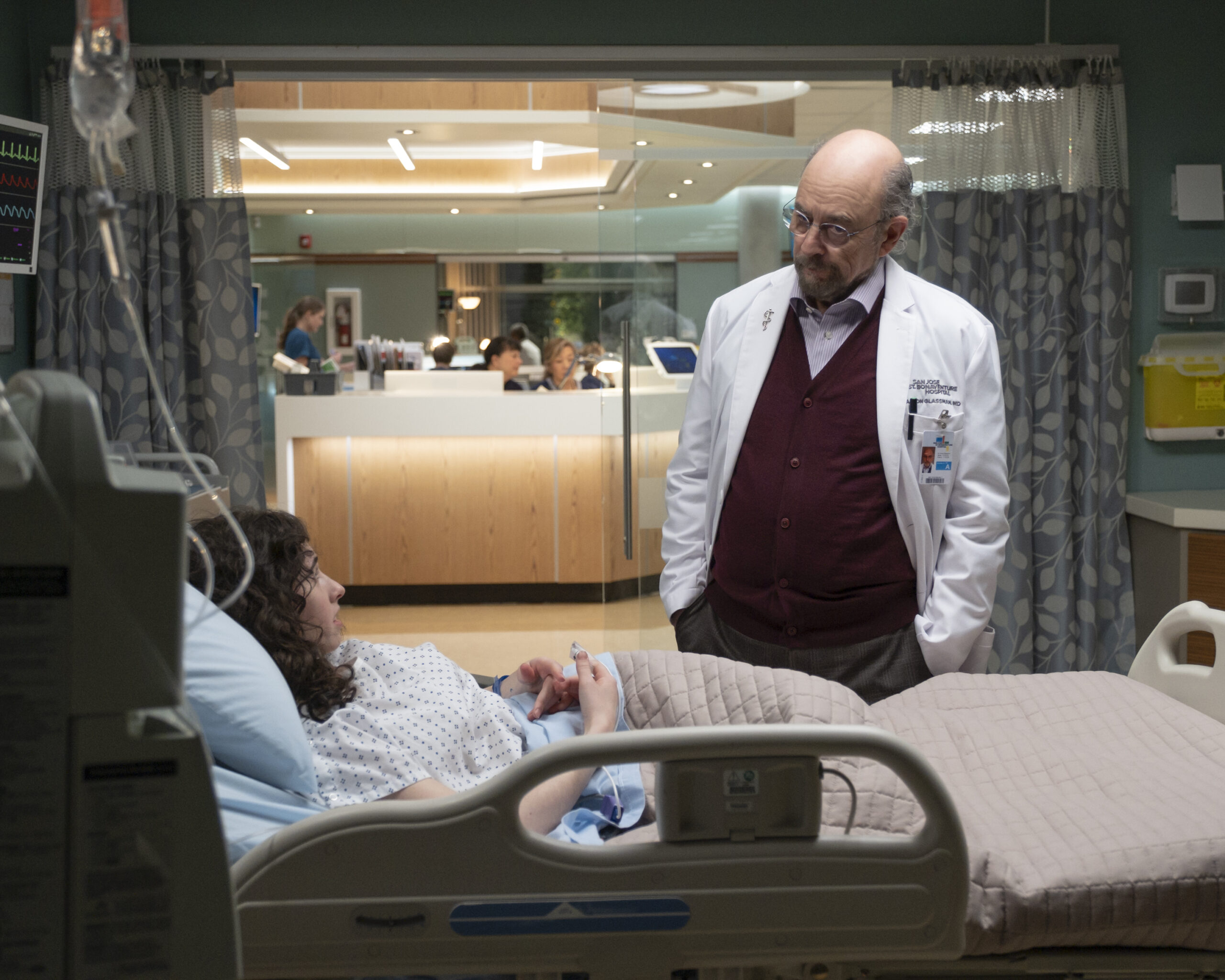L-R Ruby Kelley as Hannah Ayleston and Richard Schiff as Dr. Aaron Glassman in The Good Doctor Season 7 Episode 7, "Faith."