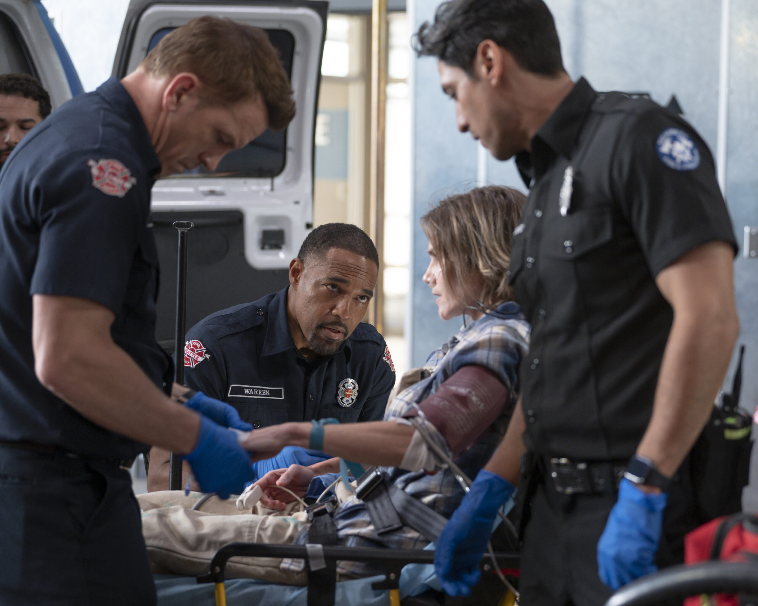 Station 19 Season 7 Episode 7, "Give It All" -- JOSH RANDALL, JASON WINSTON GEORGE, CAMERON ESPOSITO, CARLOS MIRANDA | Tell-Tale TV Station 19 Season 7 Episode 7, "Give It All" -- JOSH RANDALL, JASON WINSTON GEORGE, CAMERON ESPOSITO, CARLOS MIRANDA