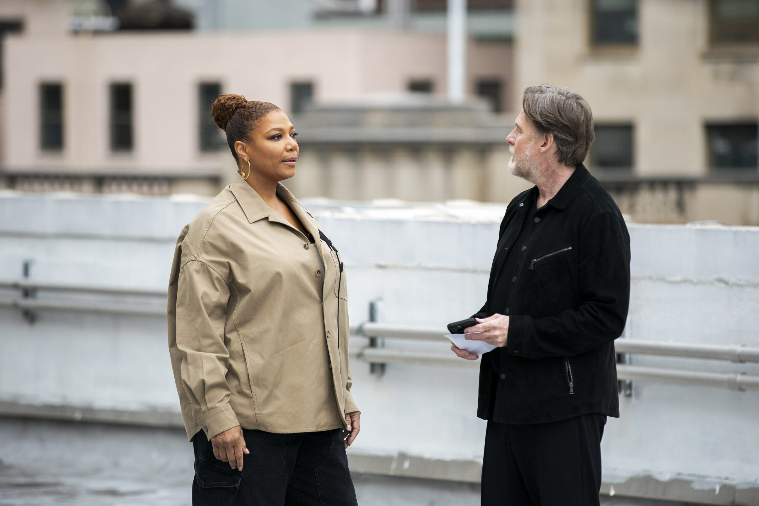 “The Big Take” – THE EQUALIZER, Pictured (L-R): Queen Latifah as Robyn McCall and Donal Logue as Fisk