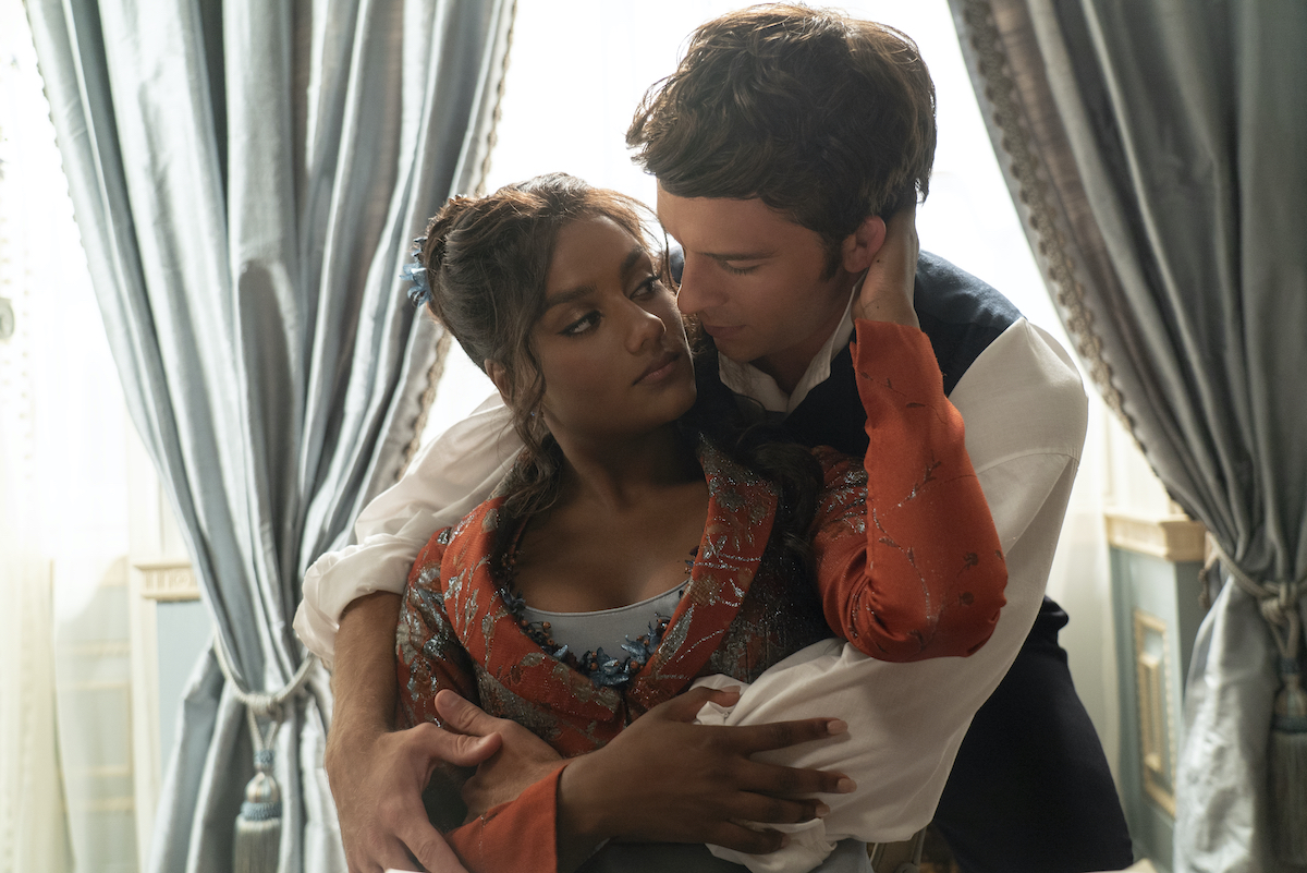 BRIDGERTON Season 3 Episode 1 Simone Ashley as Kate Sharma, Jonathan Bailey as Anthony Bridgerton