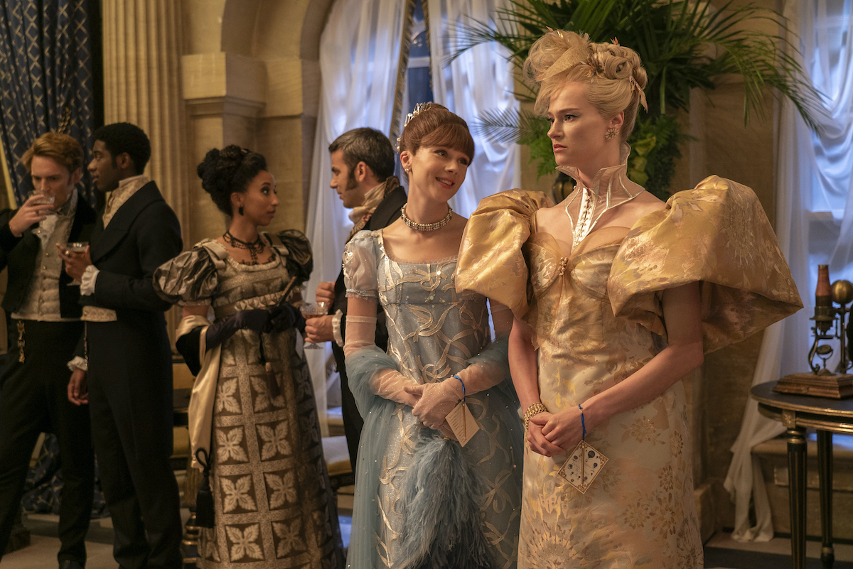 BRIDGERTON Season 3 Episode 3 Claudia Jessie as Eloise Bridgerton, Jessica Madsen as Cressida Cowper